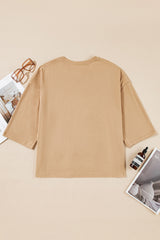 3/4 top de manga larga en mosaicos de estrellas florales de camello