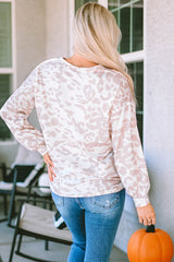 Tapa de tejido de tricot y rayas contrastantes y estampado de animales de leopardo