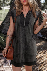 Black sweatshirt dress with short sleeves *