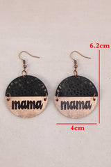 Boucles d'oreilles en bois et cuir avec pendentif maman Vintage noir-A WOMAN WE LOVE