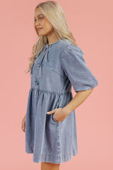 Robe courte en jean bleu crépuscule *