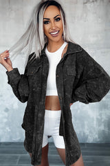 Chaqueta negra de gran tamaño con dispositivo mineral Efecto mineral Vintage