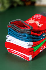 Fiery Red 5 Pairs/Set of flexible socks in the shape of a Christmas cartoon momentum with box