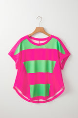 Camiseta suelta con dobladillo redondo verde *