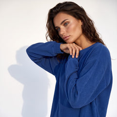 Sweat oversize en velours côtelé bleu foncé