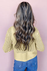 Cardigan court jaune crème en maille pointelle ouvert sur le devant-A WOMAN WE LOVE