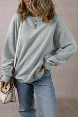 Light gray light gray fluff-shirt united with round and ample
