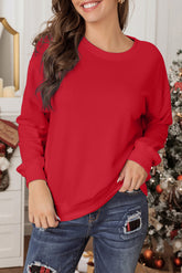 Round red sweatshirt with round neck
