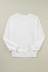 Sweat-shirt blanc uni classique à col rond