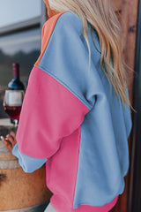 Drooping shoulder sweatshirt and patchwork *