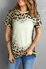 Leopard laundry round neck t-shirt