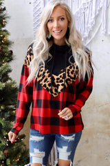 Rolled-collar switch in patchwork leopard chevs and red chevrons