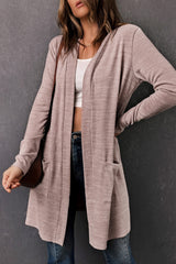 Cardigan tunique rose ouvert au dos avec poches-A WOMAN WE LOVE