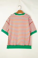 Orange, oversized, contrasting border top and bottom t-shirts, exposed seams