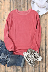 Sweat oversize en velours côtelé rose fraise