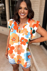 Chemisier orange à fleurs crantée *-A WOMAN WE LOVE