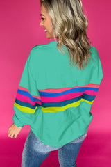 Long sleeve t-shirt with green colorful striped accent