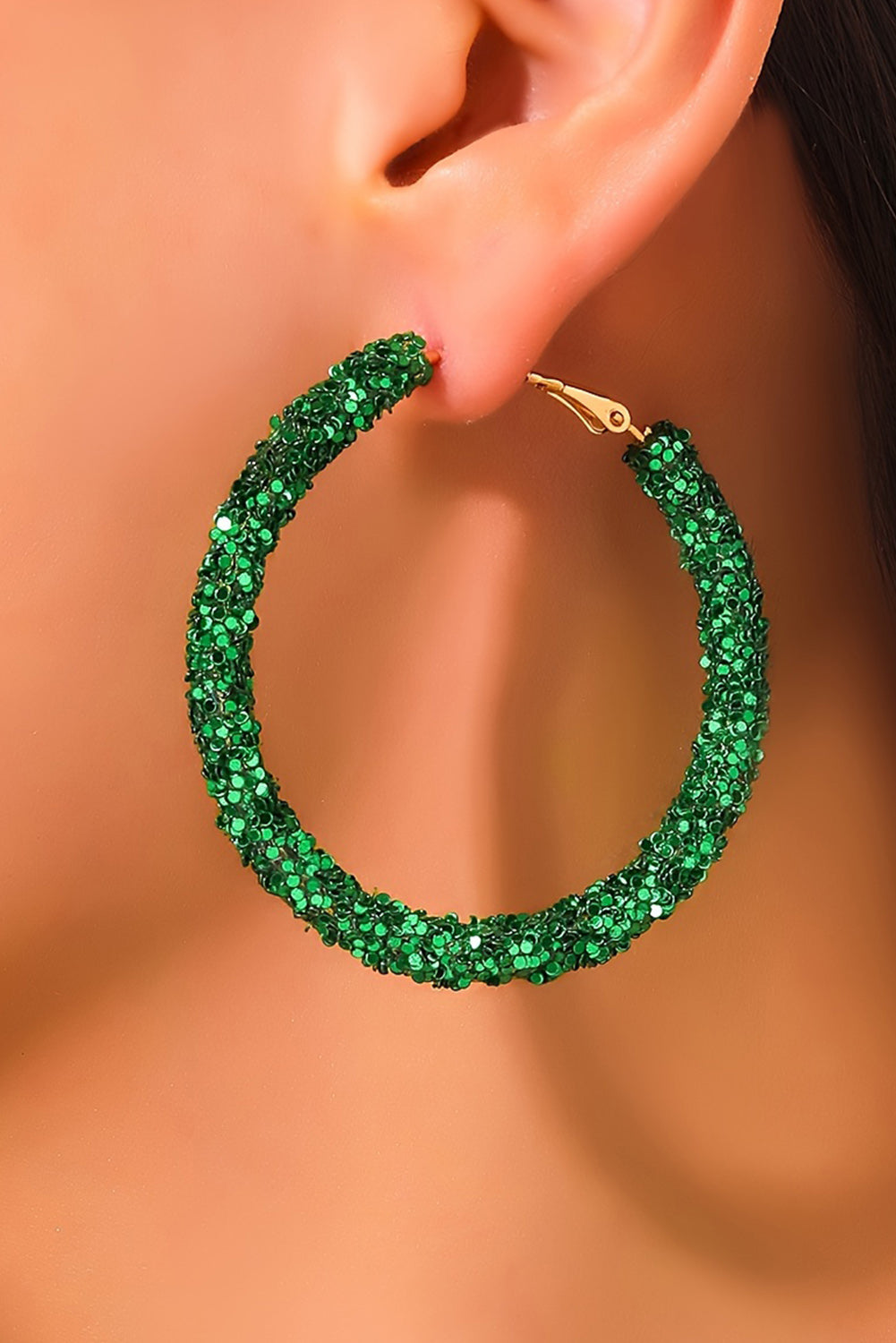 Boucles d'oreilles à paillettes audacieuses à la mode St. Patricks vert foncé-A WOMAN WE LOVE