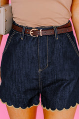 Short en jean décontracté bleu marine