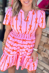 Bow tastic pink dress with large fitted size *