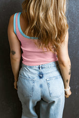 Débardeur rose à col en U en tricot côtelé *-A WOMAN WE LOVE