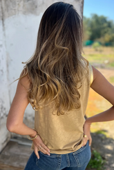 Débardeur Glamour avec Bord Métallique Brillant *