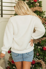 Sweat-shirt sherpa graphique en chenille blanc MERRY & Bright de Noël