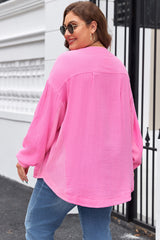 Chemise Demi-boutons Poche poitrine Manches tombantes Haut de grande taille-A WOMAN WE LOVE