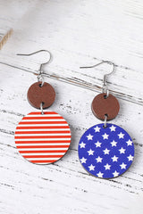 Boucles d'oreilles drapeau en bois bleu foncé du 4 juillet-A WOMAN WE LOVE