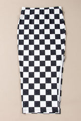 Mid-long high-waist skirt checkered *