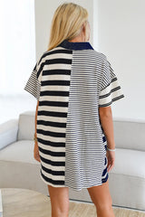 Black striped polo t-shirt dress *