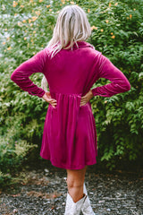 Grave to ruffle and pink sleeve button dress