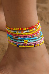 Ensemble de bracelets de cheville en perles multicouches de couleur aléatoire, fleur jaune-A WOMAN WE LOVE