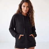 Sudadera con capucha de gran tamaño negro en Sparlined con Velloce