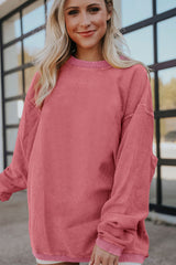 Strawberry pink corduroy oversized sweatshirt
