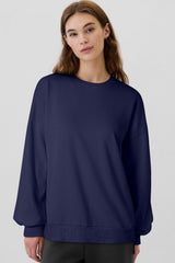United navy blue sweatshirt lined in falling shoulder fleece, up and down