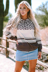 Top de manga larga y leopardo marrón redondo