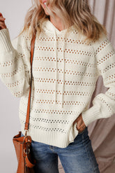 White hooding sweater in ruglan stitching knitted knit