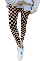 Skinny leggings high size with khaki checkered pattern *