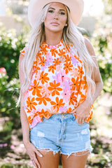 Orange -sleeved flowery high -sleeved flower