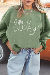 Sudadera acanalada de St Patrick con patrón de trébol *