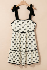 Robe taille haute à imprimé nœud et bretelles à nouer *