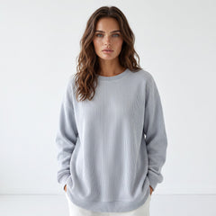 Sweat oversize en velours côtelé gris clair