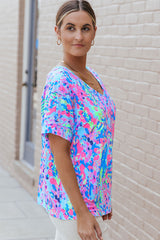 Ample t-shirt with painted flowers *