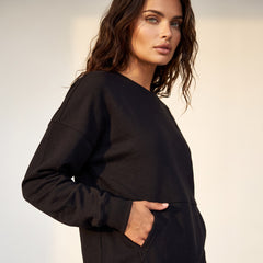 Black loose sweatshirt with pockets *