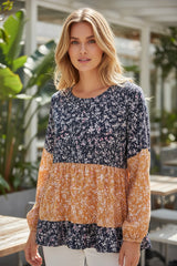 Flower blouse and color blocks *