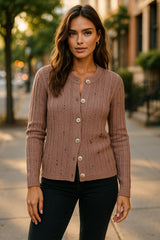 Cardigan buttoned in textured knit *