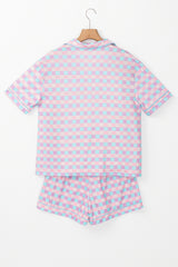 Ensemble de pyjama à manches courtes à motif à carreaux violet