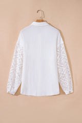 Chemise à manches longues en dentelle de gaz de gaze en coton blanc