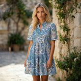 Bohemian dress with flower cashmere print*